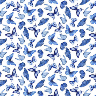 Blue Jubilee Butterflies 1725-701 White Blank Quilting