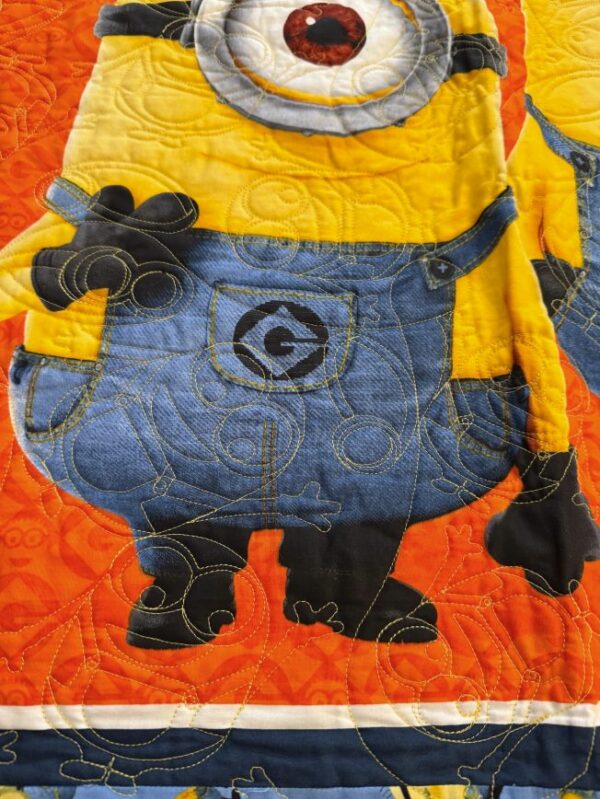 Close up quilting motif on Minion Quilt